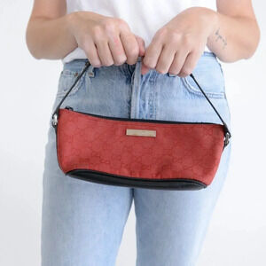 Gucci Mini Shoulder Bag in Rust Red with Black Trim